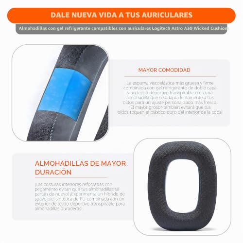 Almohadillas de Gel para Astro A30 con aislamiento acústico y mayor grosor 4