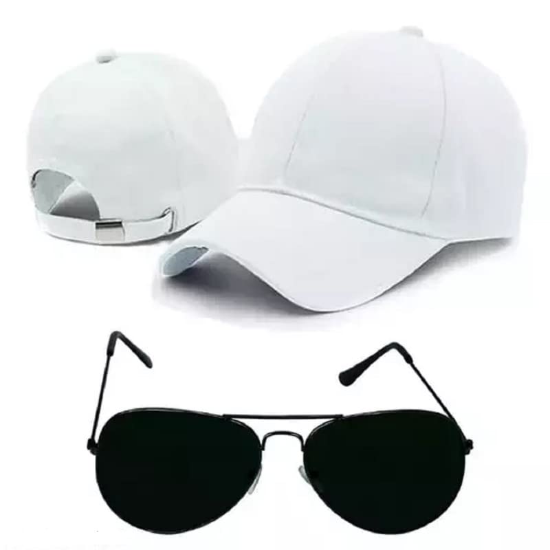 CAPITEUM Men's & Boys Adjustable Baseball Cap with Black Sunglasses,