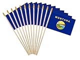 Montana State Handheld Stick Flag 6x9 Inch 12 Pack Small Mini MT Flag On Wooden Stick For Patriotic Festival Events Party Decoration (MT, 6x9 In)
