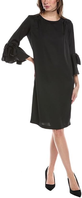 Joseph Ribkoff Womens Satin Ruffle Sleeve Straight Dress