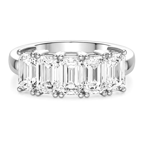2 Carat Emerald Shape Lab Grown Diamond 5-Stone Wedding Band Ring Size 8