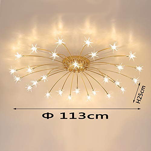 Miniatura 6 de Lámpara De Techo De Salón Lámparas Dorado Restaurante Luz De Techo Dormitorio Led Vidrio Estrella Decor Ligero Plafón Romántico Luces Niños Cocina Candelabro De Techo