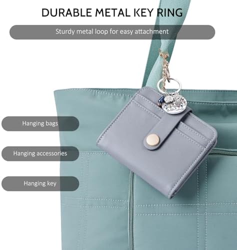 POIUGOYA Slim Wallet for Women, RFID Blocking Credit Card Holder with Coin Pocket, ID Window and Key Chain