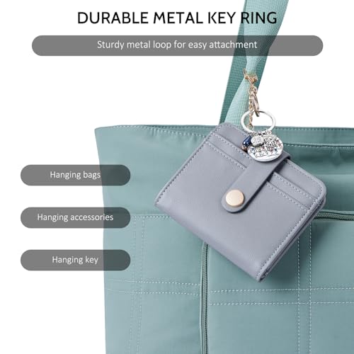 POIUGOYA Slim Wallet for Women, RFID Blocking Credit Card Holder with Coin Pocket, ID Window and Key Chain