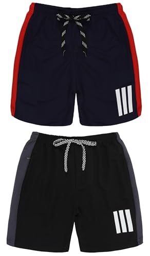Image of Pack 2 Polyester Sports Shorts for Boys & Girls with Zipper Pockets