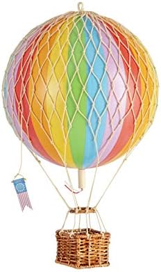 Authentic Models, Travels Light Air Balloon, Hanging Home Decor - 11.80 Inch Height, Historic Hot Air Balloon Model for Home Decor, Detailed Vintage Decorations to Hang from Ceiling - Rainbow