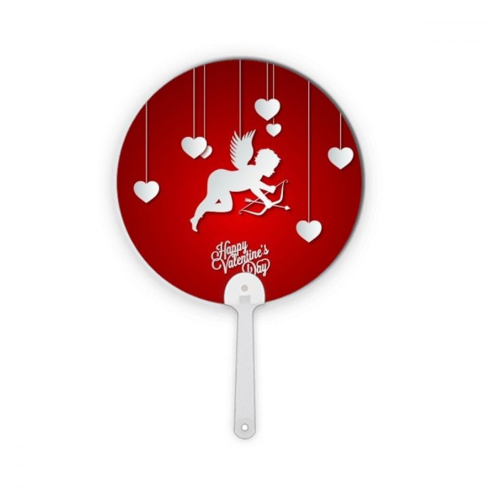 Éventail rond rouge Saint-Valentin pour soirées et dîners
