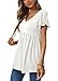 White T Shirts for Women Dressy Summer Tops Oversized Tunic Maternity White M