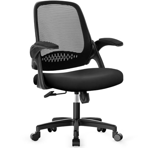 NEO CHAIR Office Desk Chair, Ergonomic Mesh with Flip-Up Armrests, Black