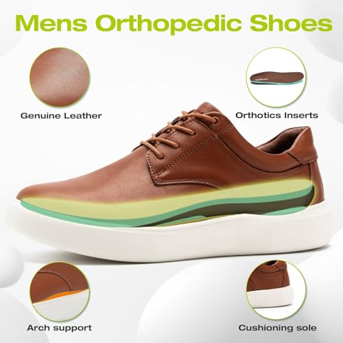 OrthoComfoot Men's Orthopedic Wide Leather Dress Walking Shoes: Comfortable Arch Support Oxfords for Plantar Fasciitis, Orthotic Casual Business Work Shoes for Foot and Heel Pain Relief4