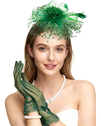 Bniksok 5-Pack Green Fascinator Hat for Women Tea Party Halloween Costume Accessories St.Patrick's Day Irish Headwear