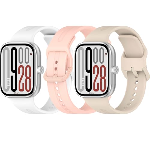 HAOZHI 3Peças Pulseira Compatível para Redmi Watch 6 5 4 o Xiaomi Mi Smart Band 9 8 Pro,Bracelete Correia Cinta Alça de Substituição para Xiaomi Smart Band 9 8 Pro,Redmi Watch 4 5 6 (Branco+Rosa Claro+Luz das Estrelas)