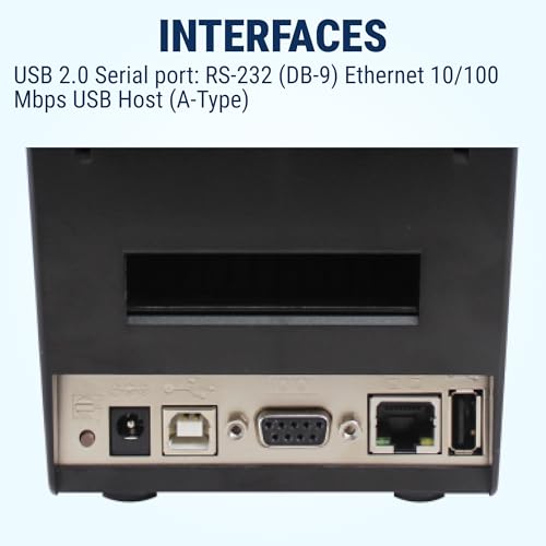 Image of McAuley Labels GoDEX DT200iL Linerless Direct Thermal Printer - Prep-Line & POS Labels Printer - 2 inch, 203 DPI, Color LCD & USB Host, Optional Cutter