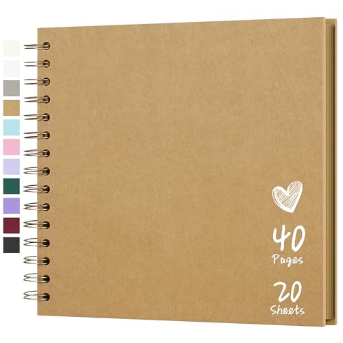 Hiwhy JTB-GUS Scrapbook 8X8 Inch Diy Scrapbook Album Hardcover Kraft Paper Scrap Book Photo Albums 20 Sheets Memory Book cover