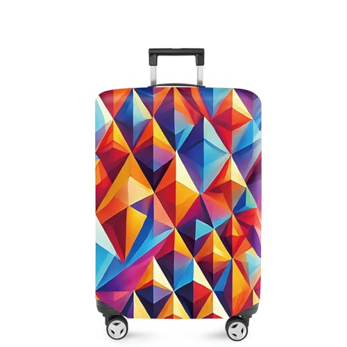 ANNA QUEEN Colorful Geometric Luggage Cover, Abstract Prism Pattern Suitcase Protector, Stretchable, Washable Travel Cover for 28-30 Inch Luggage, Bright, Durable & Eye-Catching