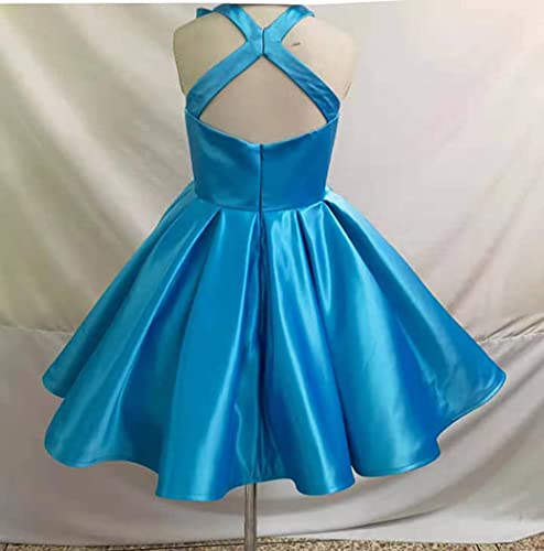 M_RAC Girls Stain Interview Dresses Short Pageant Dress Halter Princess Formal Party Gowns PA0142