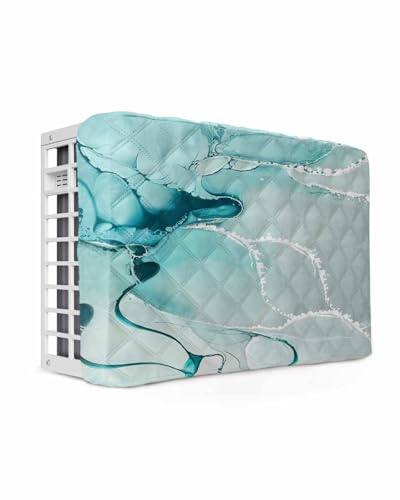 Indoor Air Conditioner Cover, Aqua Marble Double Insulated AC Covers for Inside, Modern Abstract Gradient Water Fluid Art Waterproof Window Air Conditioner Covers with Elastic Straps 21