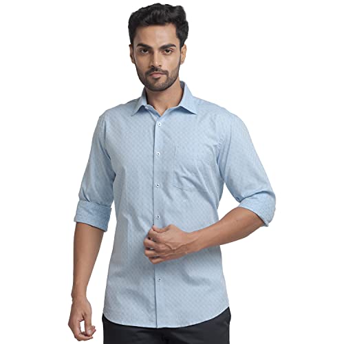Image of Park Avenue Men's Full Sleeve Slim Fit Medium Green Formal Shirt