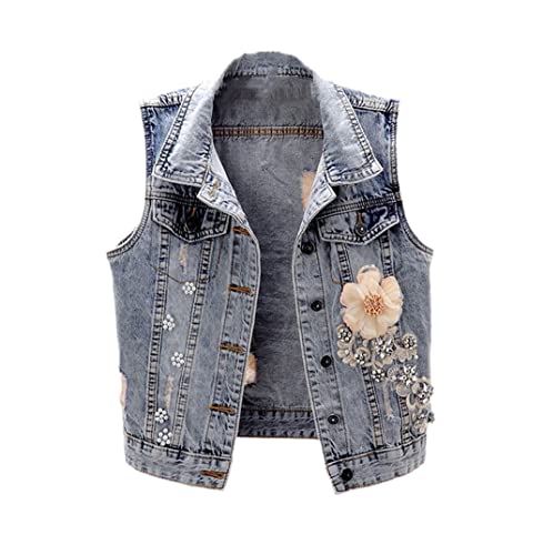 Veste jean sans manches femme pour look bohème de festival en été