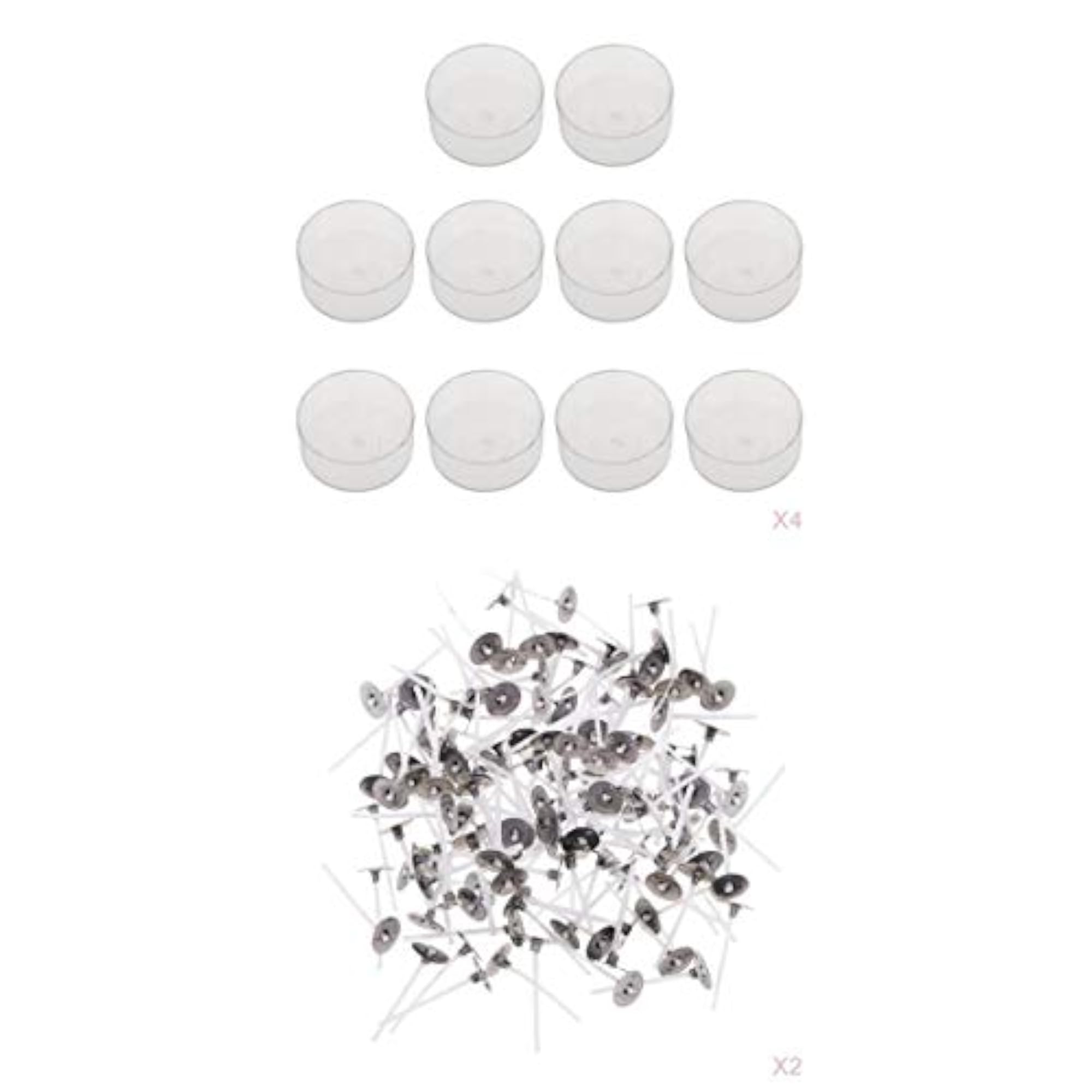 400pcs Pre-Waxed Candle Wick and 40pcs PVCRound Tealight Empty Case Cup
