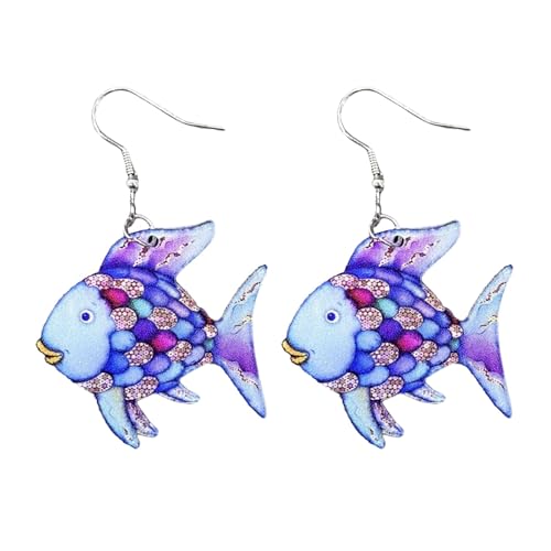 Acrylic Women Teacher Student Dangle Earrings Rainbow Fish Whale Mermaid Earrings Cute Teacher Gift