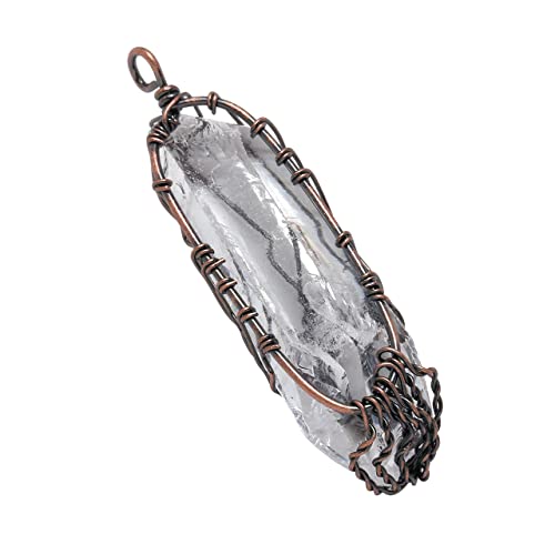 Vadiforest Natural Clear Quartz Crystal Pendant Necklace Bronze Copper Wires Wrapped Tree Of Life Pendant Reiki Irregular Healing Stone Necklace Men Women Jewelry For Meditation Energy Balancing Gift #TOP4