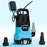 SHALL 750W 1HP Sump Pump 3566GPH Submersible Clean/Dirty Water Pump w/Sliding Filter, Copper Motor...