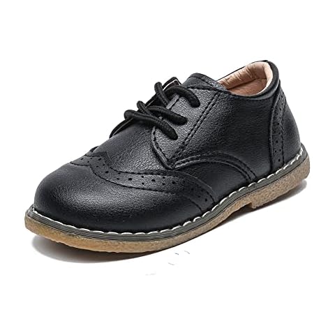 Chiximaxu Boys School Uniform Dress Shoes Casual Oxford Flats Toddler Girl Dress Shoes Black 7 M US Toddler Cover