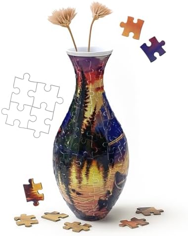 3D Puzzle Vase Unique Flower Vase for Adults Made by 160 Curved Plastic Puzzle Pieces, Vases for Flower Home Creative Gift for Parents & Housewarming