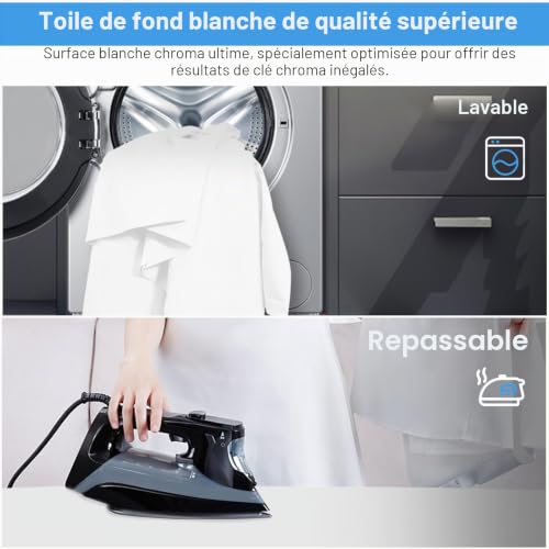 EMART Fond Blanc avec Support en Forme de T de 2x2m, 1,5x2m Toile Blanc – vue 4