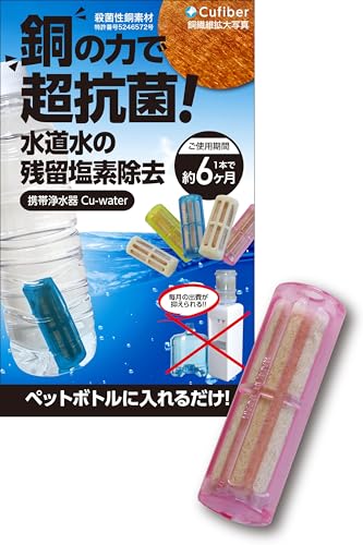 Cufiber 携帯浄水器 Cu-water クウォーター 【防災士推奨】 銅繊維 塩素除去 浄水器 浄水ポット 浄水ボトル 災害 備蓄水 保存水 給水器 給水ボトル
