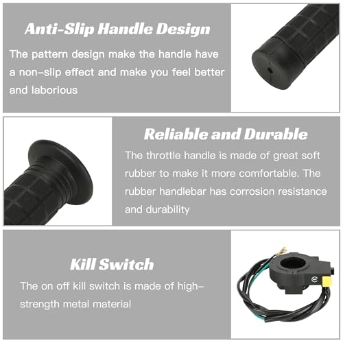 Image of YOXUFA Throttle Cable Twist Throttle Handle Grip Assembly for 2 Stroke Engine 80cc 100cc 49cc 50cc Gas Motor Motorized Bicycle Bike Parts with 7 /8 inch 22mm Handlebar