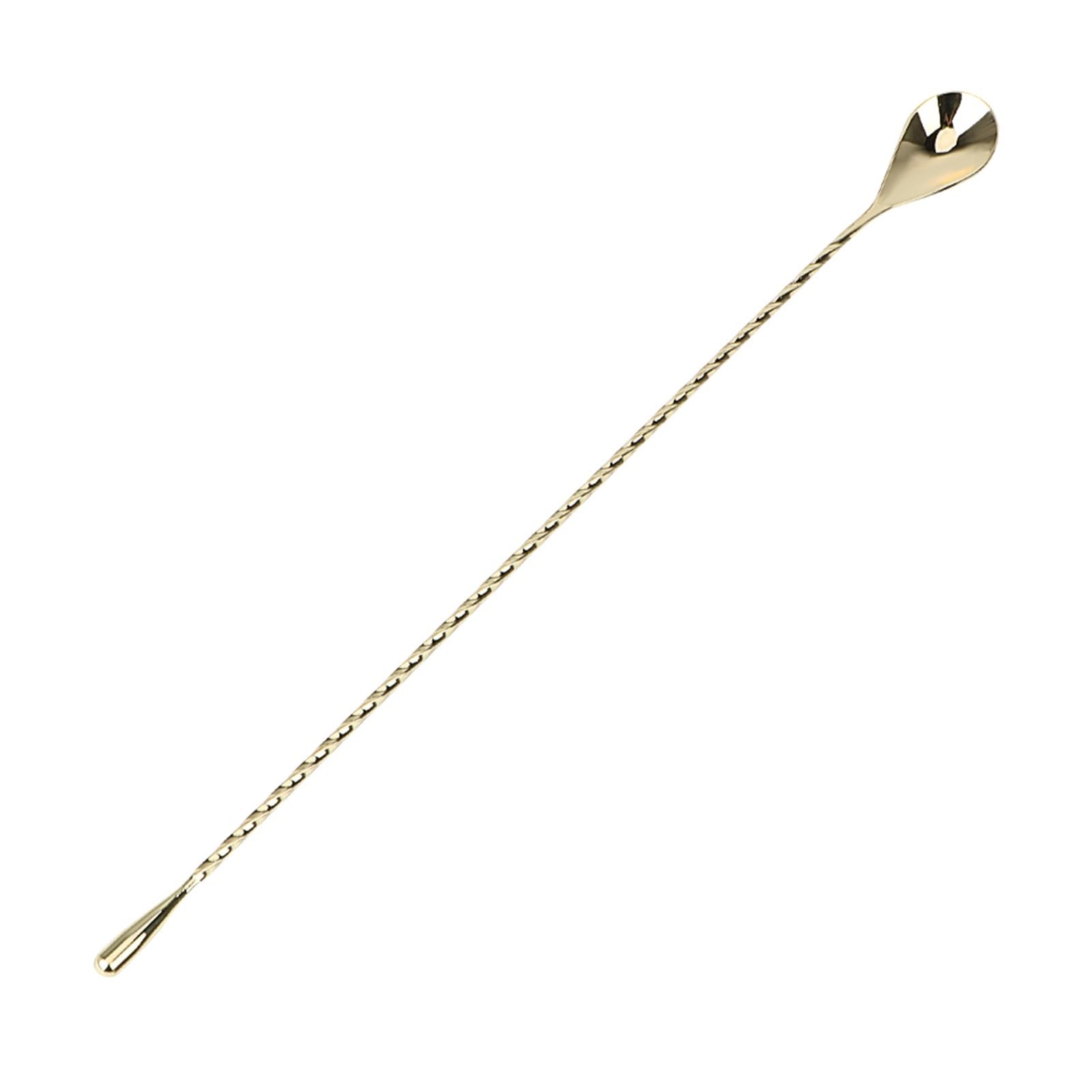 Teelöffel, 6 Stück, Cocktaillöffel, 30/40 cm, Bar Teadrop Rührspirale, Edelstahl, Barkeeper-Werkzeug (40 cm, Gold)