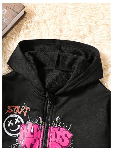 SHENHE Girl's Tracksuit 3 Piece Set Crop Tank and Jogger Sweatpants with Graphic Zip Up Hoodie4