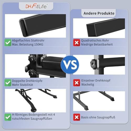 Bild 4 - DH FitLife Power Tower Dip Station | Sport Geräte mit Klimmzugstange, Dip Barren u. Rückentrainer | Kraftstation Kraftturm | Fitness Station | Power Rack for Home Gym | Krafttraining für Zuhause