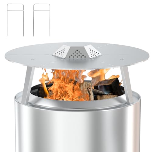 Heat Deflector for Solo Stove Yukon 27 Deflector with Carrying Hook Handle & 3 Legs Detachable Fire Pit Pellet Adapter Diffuser for Solo Stove Yukon 1.0 and 2.0 Accessories 304 Stainless Steel