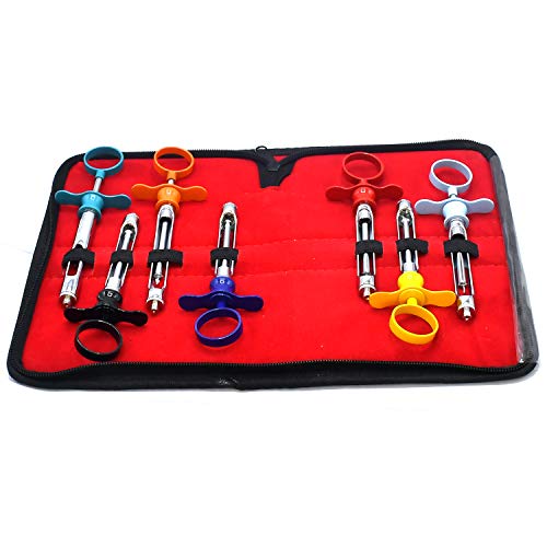 LAJA Imports Dental Syringe 1.8ml Set of 7 Stainless Steel Dental Instrument Mix Color with Case
