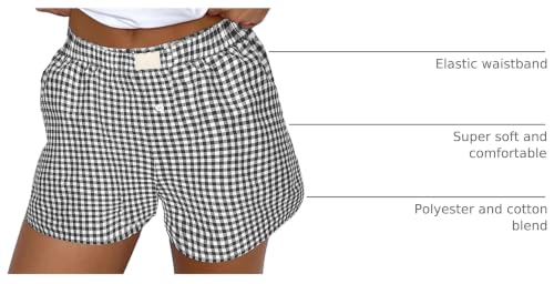 Image of Womens Y2k Plaid Shorts Women Cute Lounge Pajama Sleep Comfy & Casual Gingham PJ Boxer Shorts