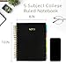 UUBEMM 5 Subject College Ruled Notebook, 300 Pages Ink-Proof Paper, 8x10 Inch, Hardcover Spiral Bound with Dividers and Tabs, Ideal for School, College, Work, Students (Black)
