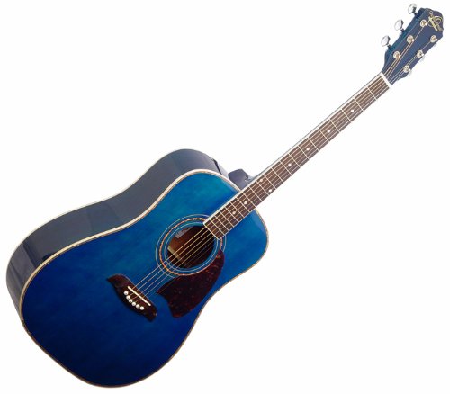 New Oscar Schmidt Washburn Trans Blue Acoustic Guitar #TOP3