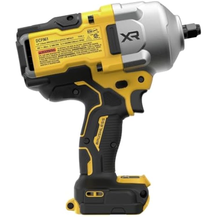 DEWALT 20V MAX Cordless Impact Wrench, 1/2 Hog Ring, High Torque, Brushless, Bare Tool Only (DCF961B)