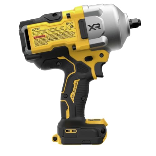 DEWALT 20V MAX Cordless Impact Wrench, 1/2" Hog Ring, High Torque, Brushless, Bare Tool Only (DCF961B)