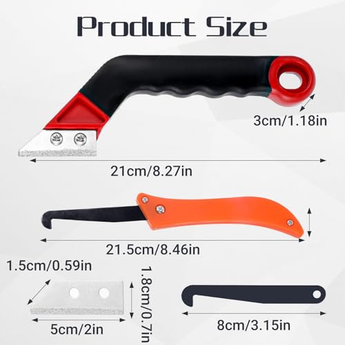 MBAIYO 8 Stück Fugenkratzer Fliesen, Fliesenfugen Entfernen Fliesenfugen-Handsäge Abgewinkelter Fugenreiniger mit 6 Ersatzklingen Fugenentferner Werkzeug für Reinigung Bodenfliesen Badezimmer Küche