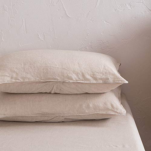 ATLINIA 100% Linen Pillowcases Set of 2, Oatmeal Natural Pillowcases, Standard Size Pillowcases 20\'\' x 26\'\', Prewashed Soft Cooling Pillow Cases, Overlap Linen Pillow Shams 2 Pieces - Thumbnail 2