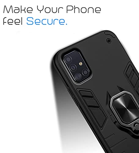 Image of Pikkme D5 Tough Armor Bumper Back Cover Case for Samsung Galaxy A51 |Ring Holder & Kickstand in-Built (Black)