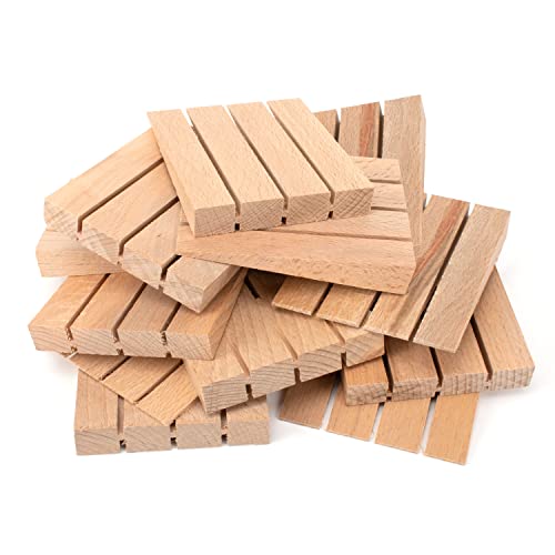 JCP Hardwood Wooden Wedges Wood Shims, Fence Panel Wedges, 12 x Blocks of 4 (48 Wood Wedges in Total) L 92mm x W 16mm x H 15mm > 1mm