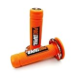 GIONAR Universal Non-Slip Gel Motorbike Grip, Durable Rubber, Fit for Off-road & Pitbikes, Enduro Ready, 7/8" (22mm/left，24mm/right) Length (Orange and Black)