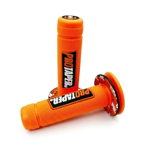 GIONAR Universal Non-Slip Gel Motorbike Grip, Durable Rubber, Fit for Off-road & Pitbikes, Enduro Ready, 7/8" (22mm/left，24mm/right) Length (Orange and Black)