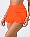 Halcurt Women's High Waisted Ruffle Swim Skirts with Short Tummy Control Ruched Bikini Swimsuit Bottoms Orange L