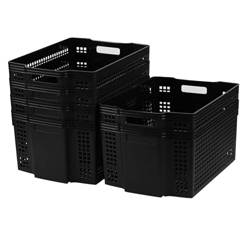 Ramddy 6 Packs Stackable Laundry Storage Basket Bin, Large Plastic